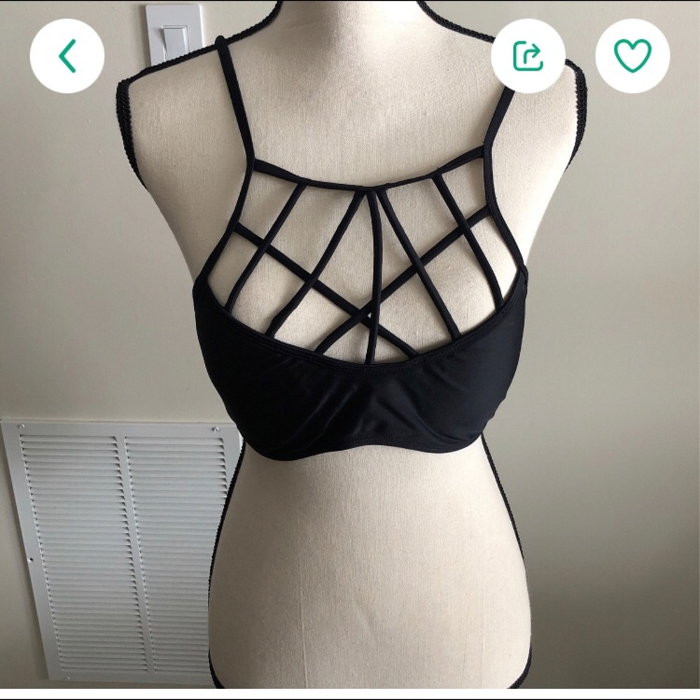 Black bathing suit bikini top